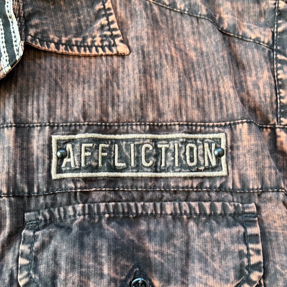 Affliction Shirt Men 3XL Acid Wash Embroidered - Picture 4 of 12